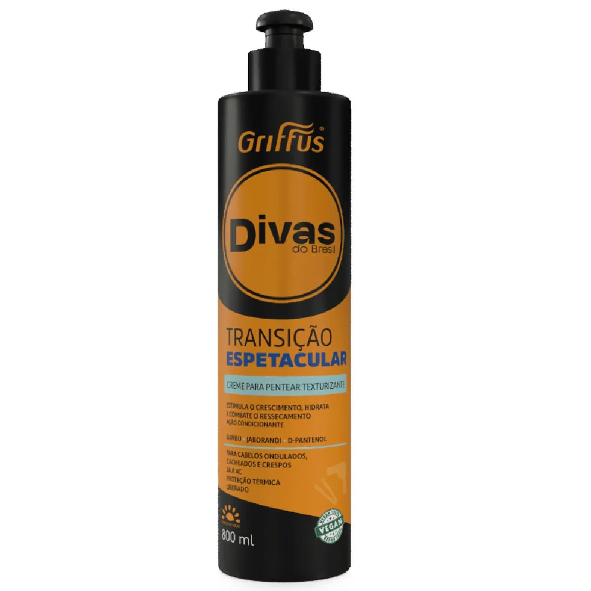 CREME PARA PENTEAR TEXTURIZANTE TRANSIçãO ESPETACULAR DIVAS DO BRASIL GRIFFUS 800ML