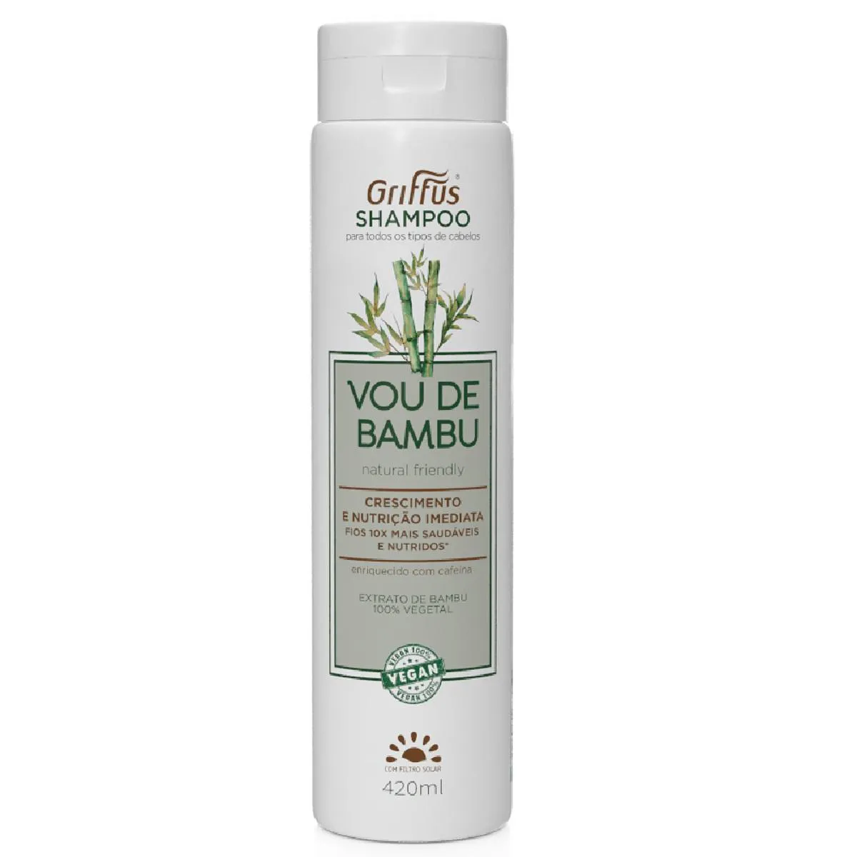 Shampoo Vegano Griffus Vou de Bambu Crescimento e Nutrição Imediata Anticaspa 420ml