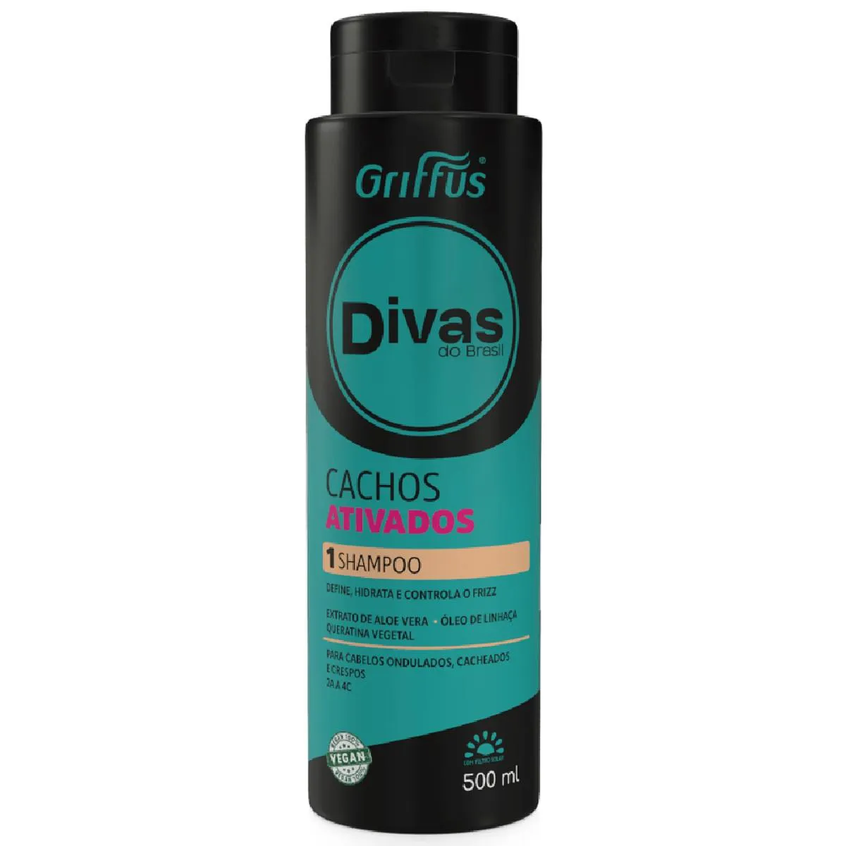 SHAMPOO CACHOS ATIVADOS 2A A 4C VEGANO DIVAS DO BRASIL GRIFFUS 500ML