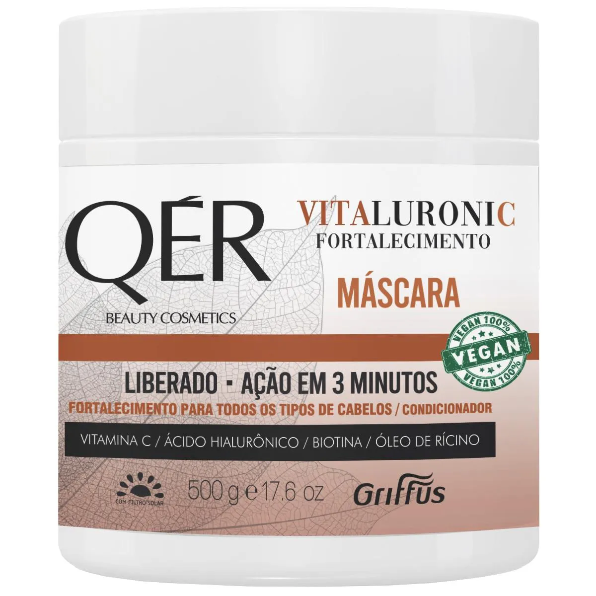 MáSCARA FORTALECIMENTO VEGANO VITALURONIC QÉR GRIFFUS 500G