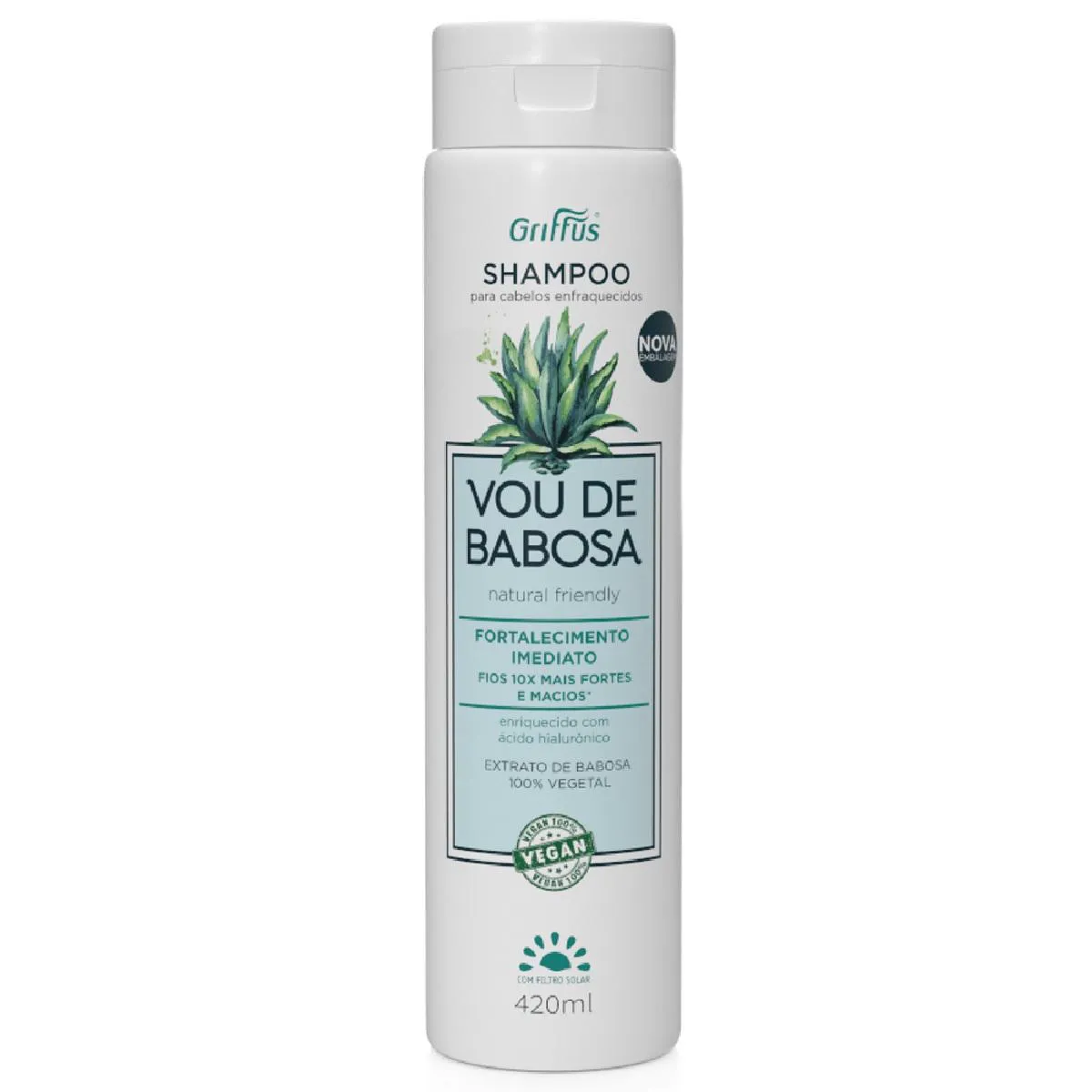 Shampoo Vegano Griffus Vou de Babosa Ácido Hialurônico 420ml