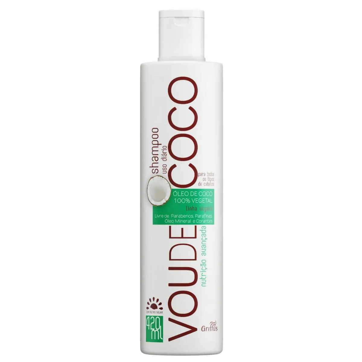 Shampoo Vegano Griffus Vou de Coco Hidratação Profunda 420ml