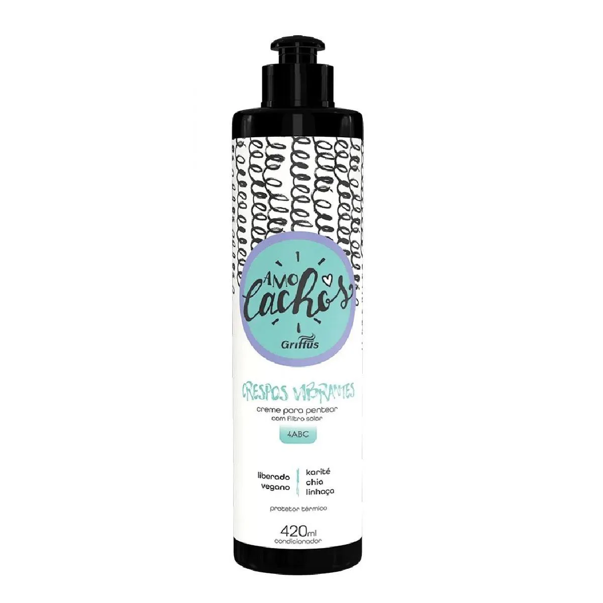 CREME PARA PENTEAR KARITé, CHIA E LINHAçA CRESPOS VIBRANTES 4ABC VEGANO AMO CACHOS GRIFFUS 420ML