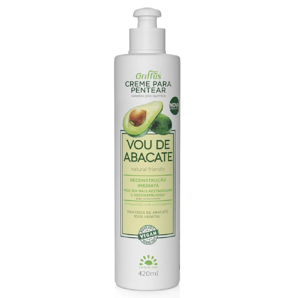 CREME PARA PENTEAR LINHA VEGANA VOU DE ABACATE GRIFFUS 420ML