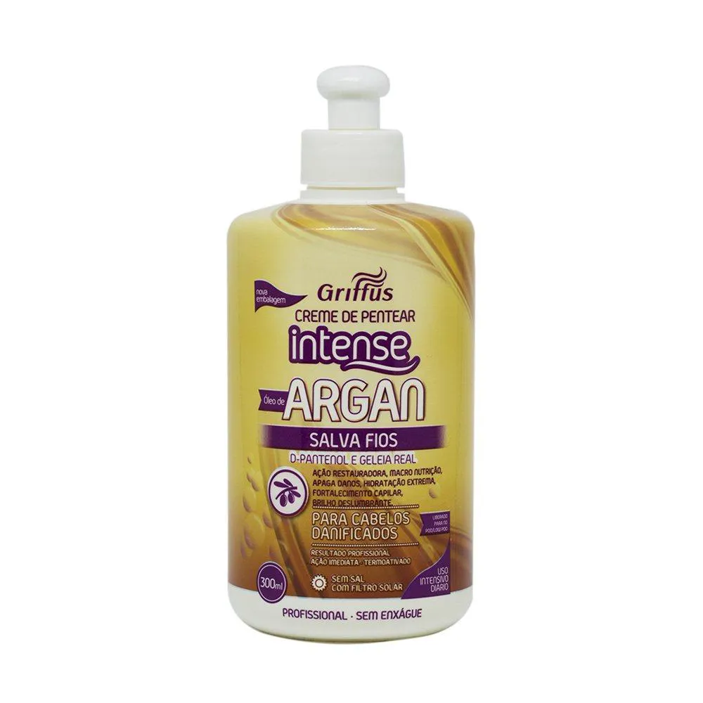 CREME PARA PENTEAR ÓLEO DE ARGAN SALVA FIOS INTENSE GRIFFUS 300ML