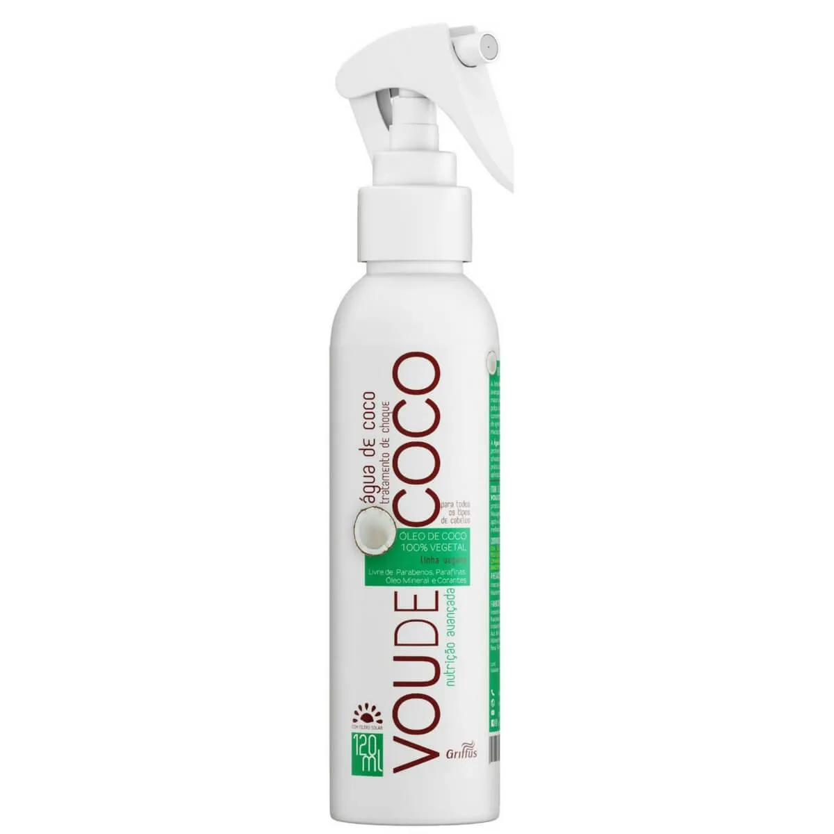 ÁGUA DE COCO TRATAMENTO DE CHOQUE LINHA VEGANA VOU DE COCO GRIFFUS 120ML