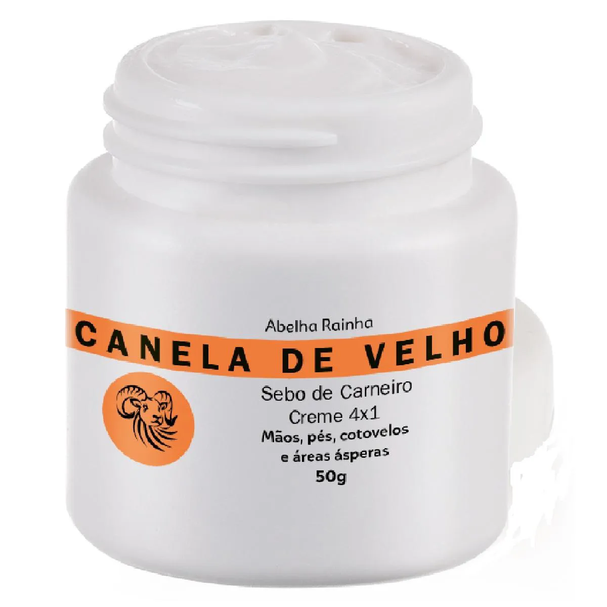 CREME 4X1 MãO, PéS, COTOVELOS E ÁREAS ÁSPERAS SEBO DE CARNEIRO ABELHA RAINHA 50G