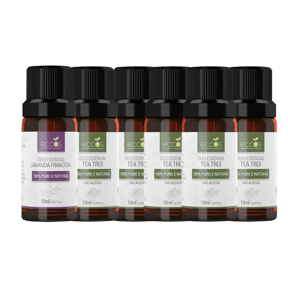 KIT ÓLEO ESSENCIAL - 1 LAVANDA FRANCESA + 5 TEA TREE