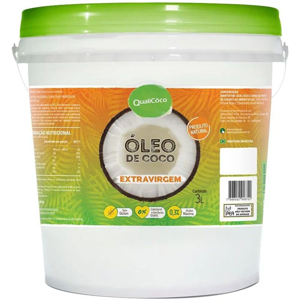 ÓLEO DE COCO EXTRA VIRGEM QUALICOCO 3 LITROS