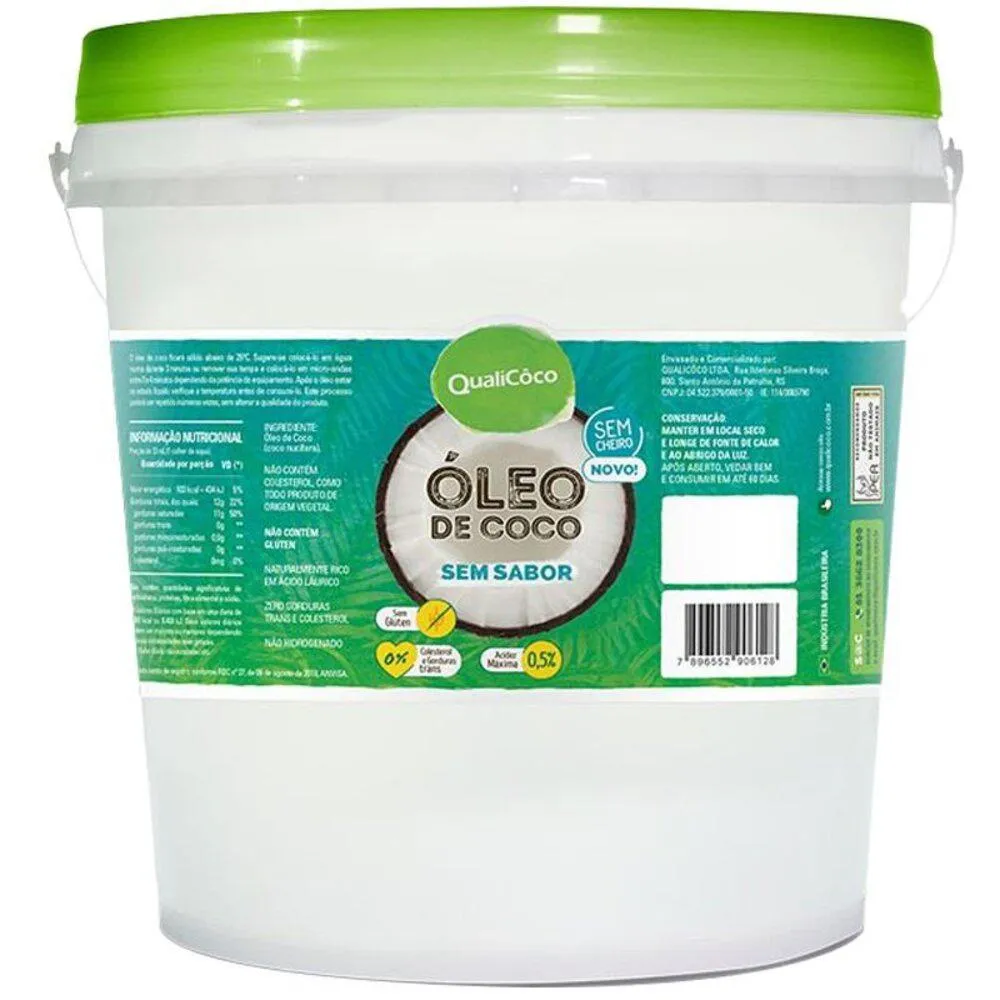 ÓLEO DE COCO SEM SABOR QUALICOCO 3 LITROS VIRGEM