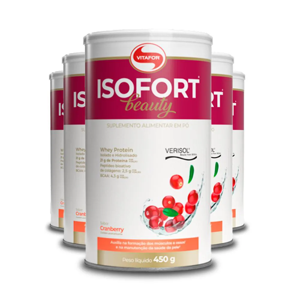 KIT 5 ISOFORT BEAUTY ISOLADO VITAFOR CRANBERRY 450G