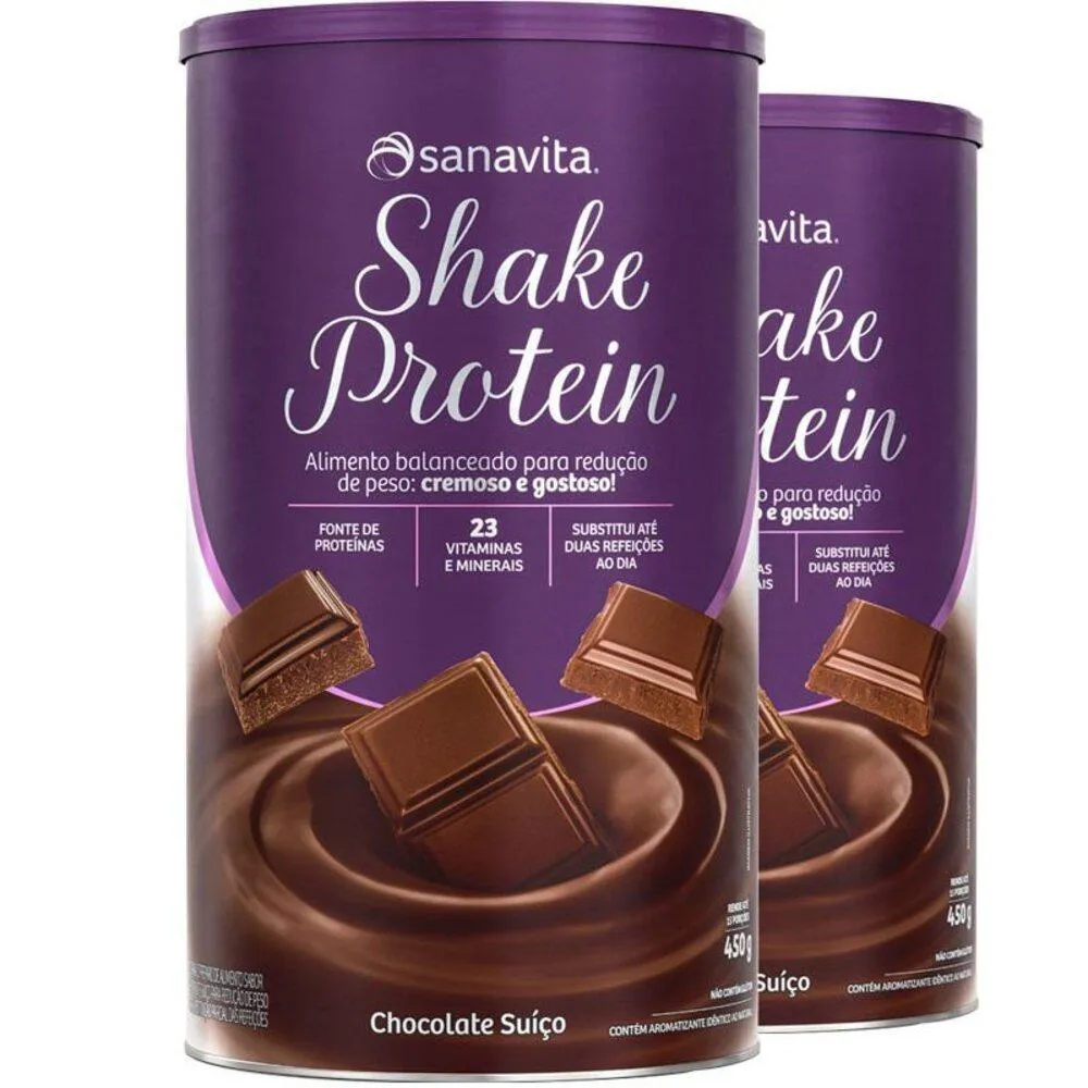 KIT 2 SHAKE SUBSTITUTO DE REFEIçãO SANAVITA 450G CHOCOLATE SUIçO