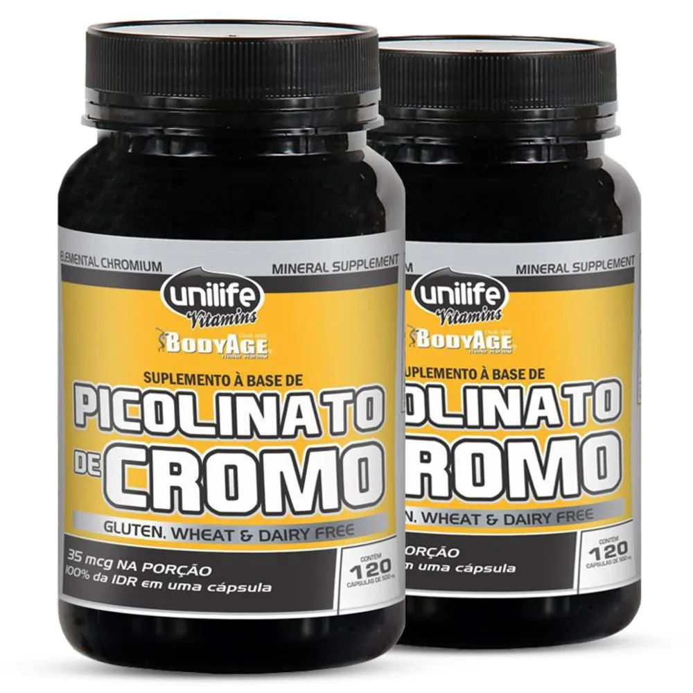 KIT 2 PICOLINATO DE CROMO UNILIFE 120 CáPSULAS