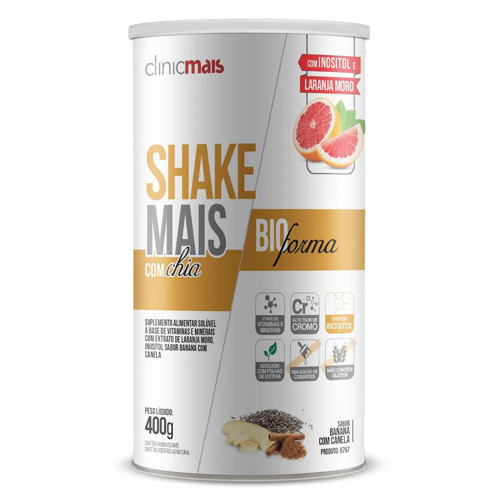 SHAKE BIOFORMA COM CHIA CLINIC MAIS BANANA COM CANELA 400G