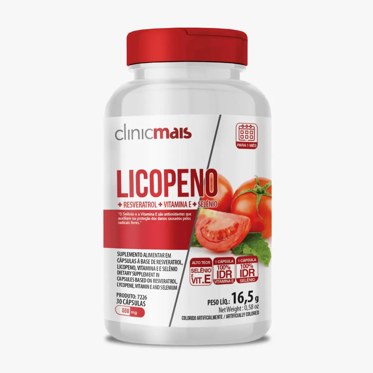 LICOPENO 550MG CLINICMAIS 30 CáPSULAS