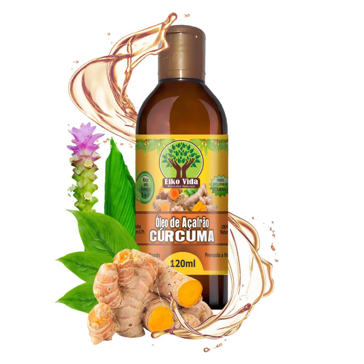 ÓLEO DE AçAFRãO CúRCUMA EXTRA VIRGEM 120ML EIKO VIDA
