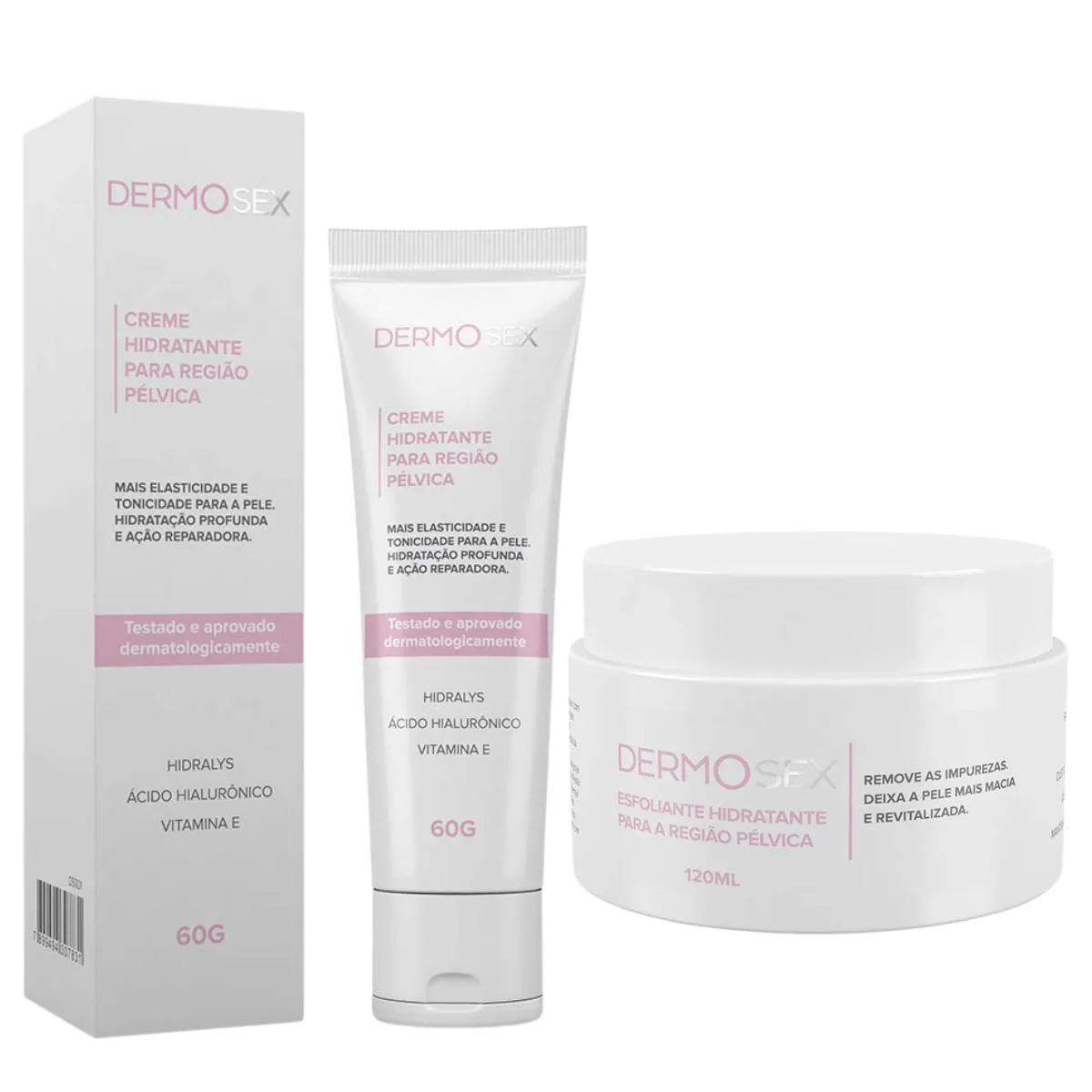 KIT CREME E ESFOLIANTE HIDRATANTE PARA REGIãO PéLVICA DERMOSEX