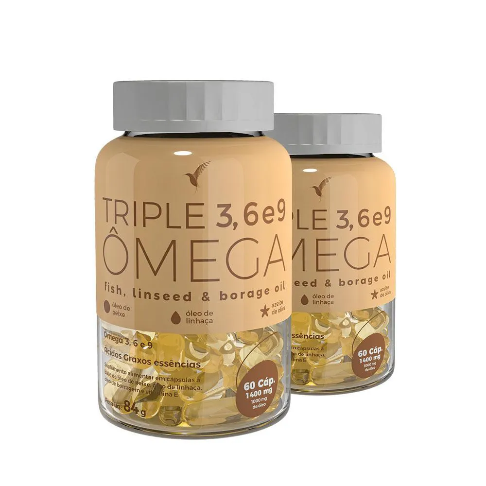 2 TRIPLE ÔMEGA 3, 6 E 9 SUPLEMENTO ALIMENTAR 120 CáPSULAS