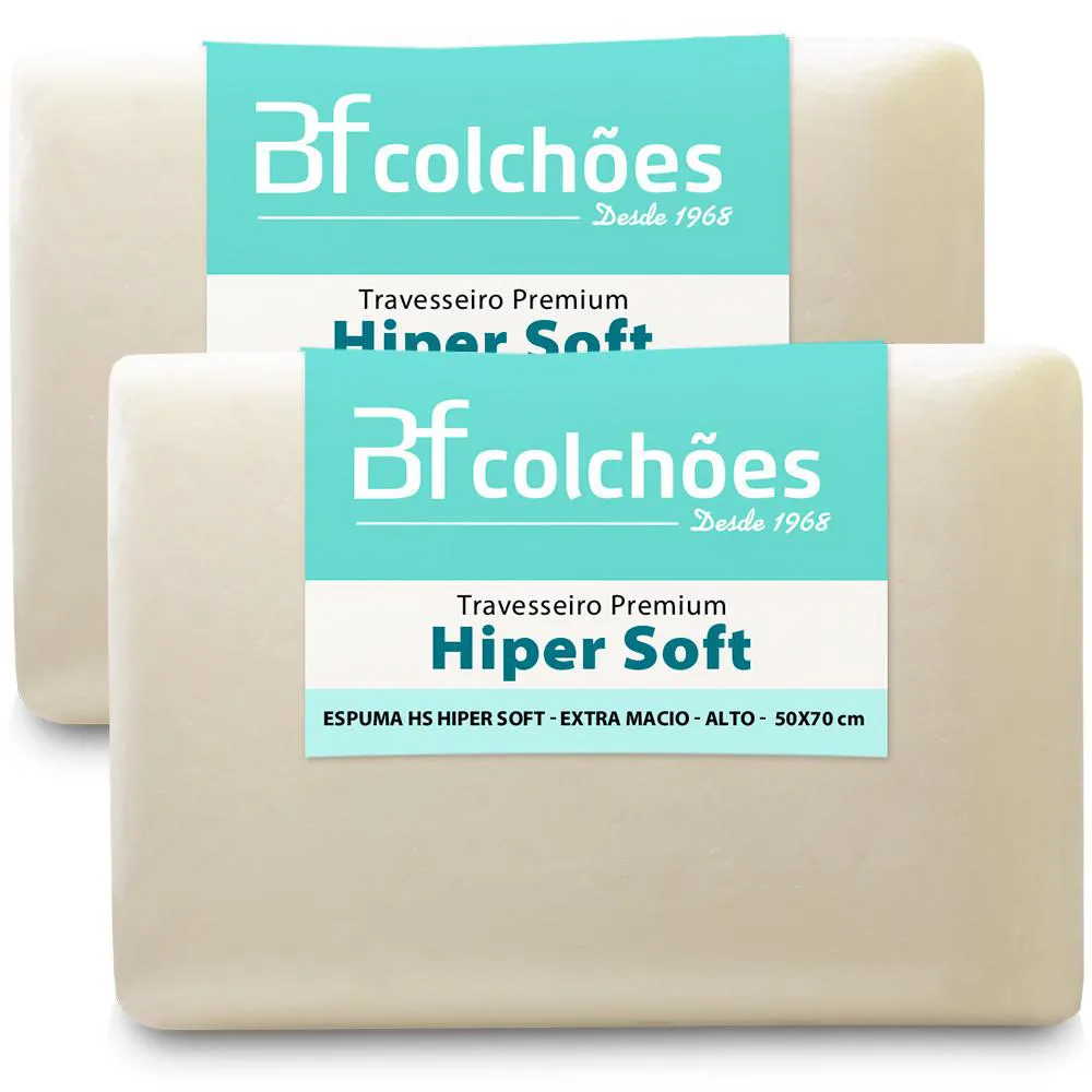 KIT 2 TRAVESSEIROS ORTOPéDICO ESPUMA HIPERSOFT MACIO 50X70 BF COLCHõES BRANCO