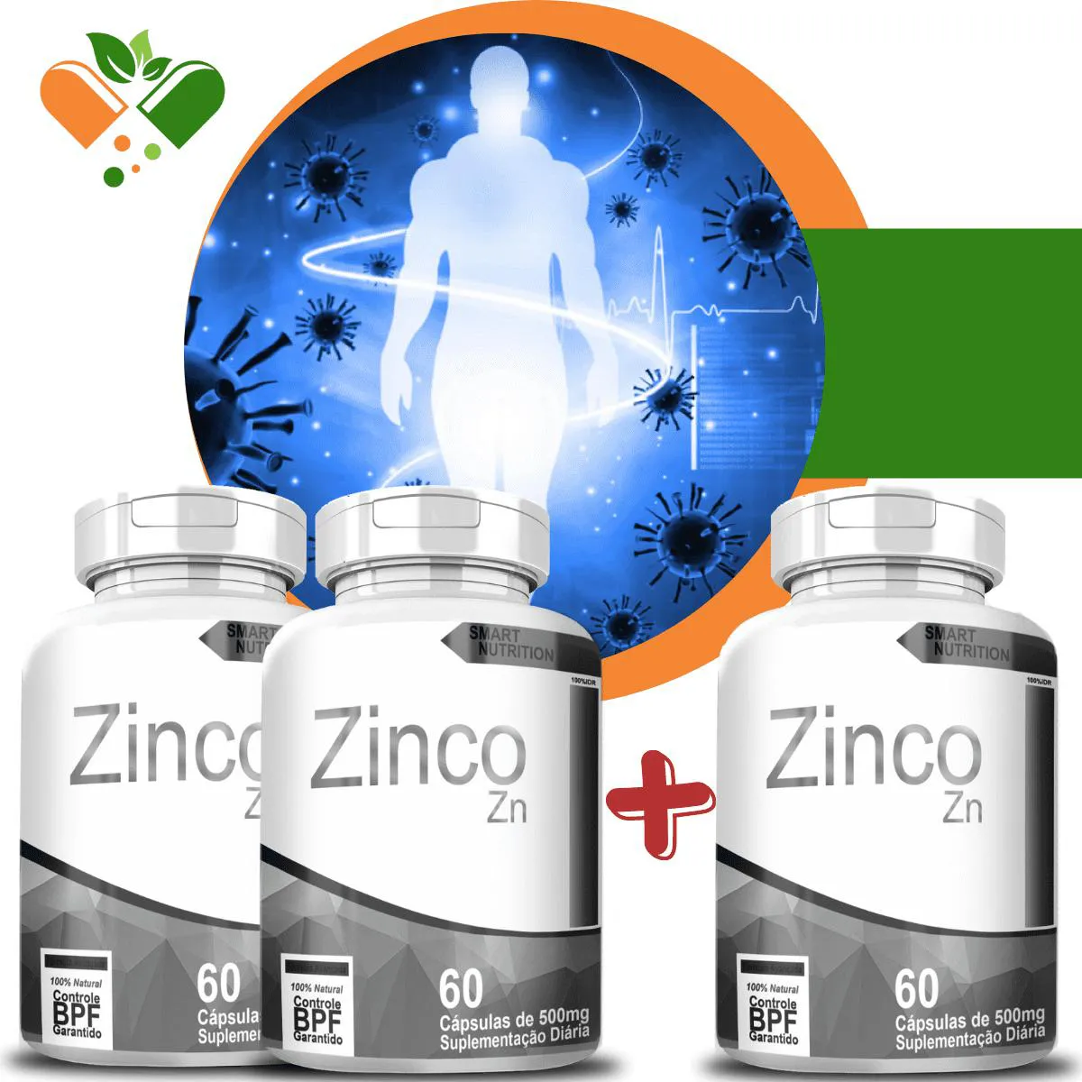 COMPRE 2 LEVE 3 POTES ZINCO-QUELATO 500MG 60 CáPSULAS