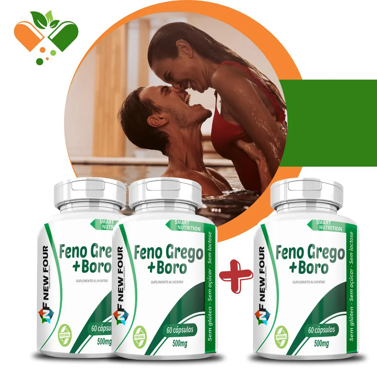 COMPRE 2 LEVE 3 POTES FENO GREGO + BORO 500MG 60 CáPSULAS