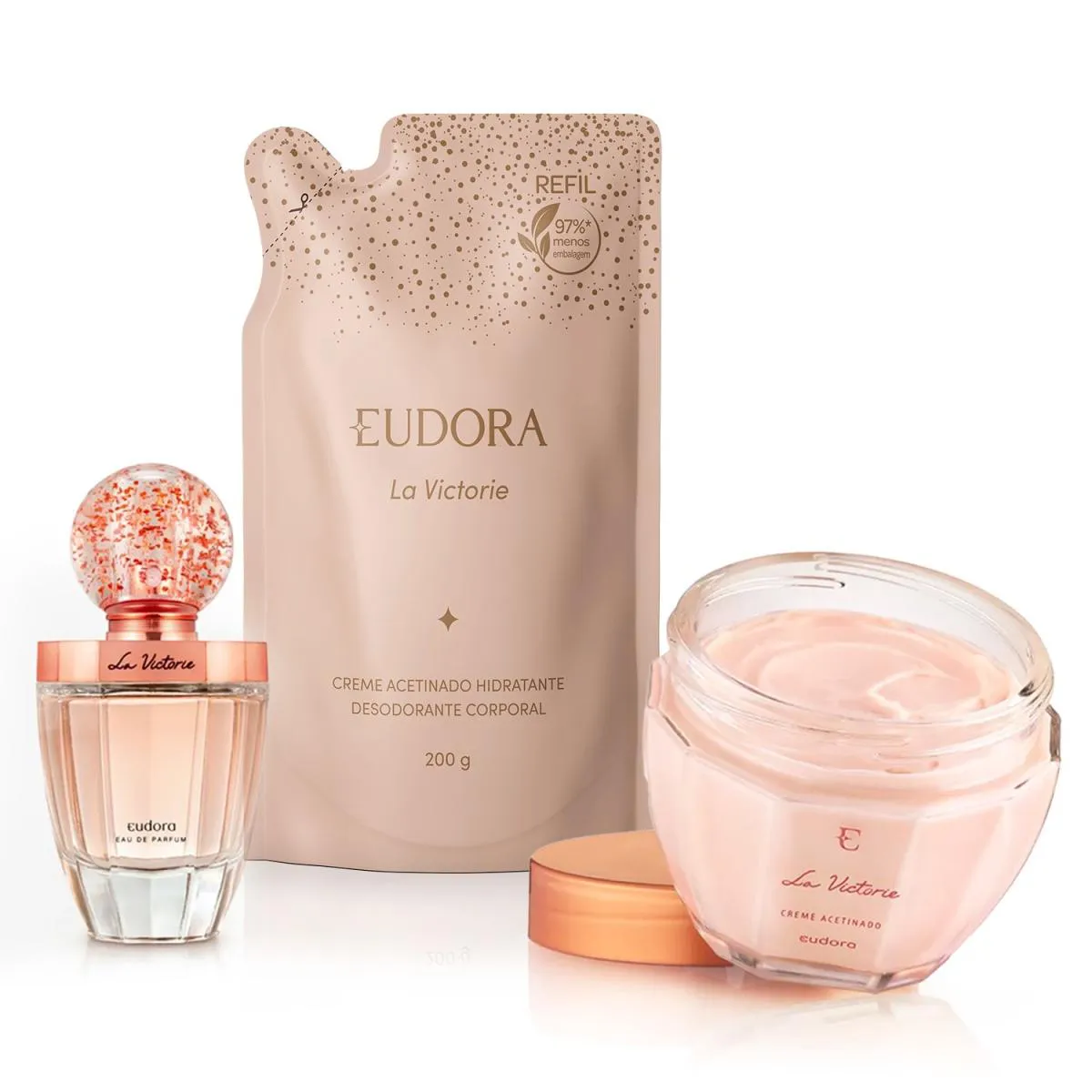 Eudora Kit La Victoire: Eau De Parfum 75Ml + Creme Hidratante 250G + Refil Creme Hidratante 200G