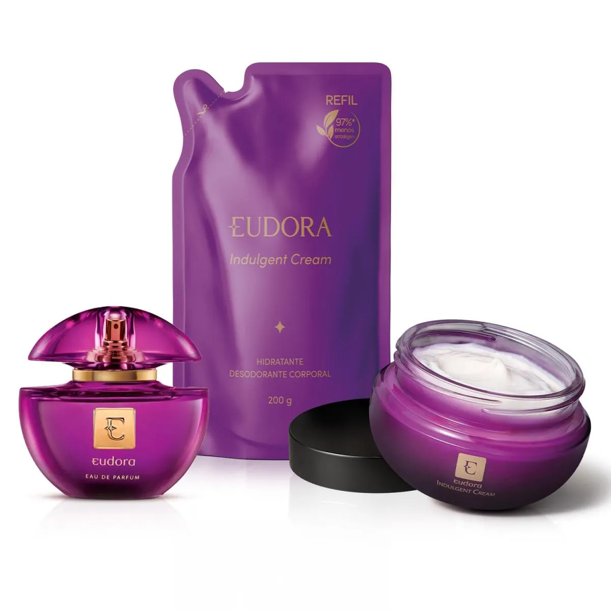 Eudora Kit Eau De Parfum 75Ml + Creme Hidratante Desodorante 250G + Refil 200G