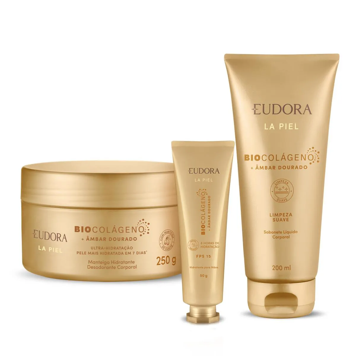 Eudora Kit La Piel Âmbar Dourado: Manteiga Hidratante Desodorante 250G + Hidratante Para As Mãos 50G + Sabonete Líquido 200Ml