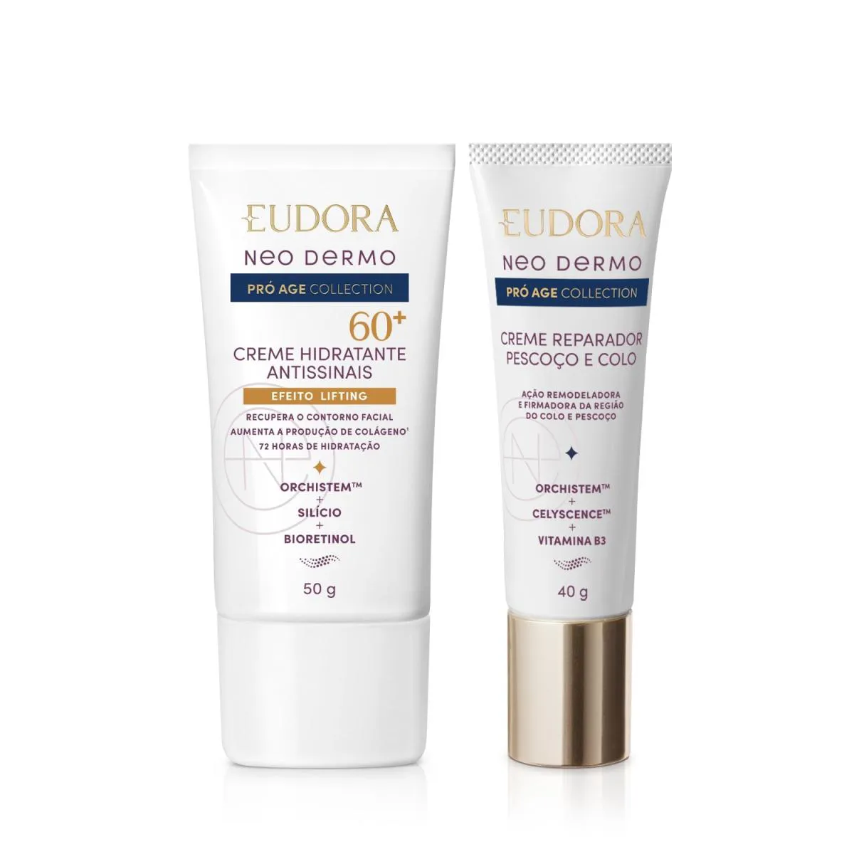 Eudora Kit Neo Dermo Pró Age Collection: Creme Reparados Pescoço E Colo 40G + Gel Facial Antissinais 60+ 50G