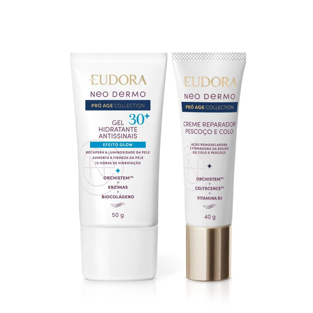 Eudora Kit Neo Dermo Pró Age Collection: Creme Reparador Pescoço E Colo 40G + Gel Facial Antissinais 30+ 50G