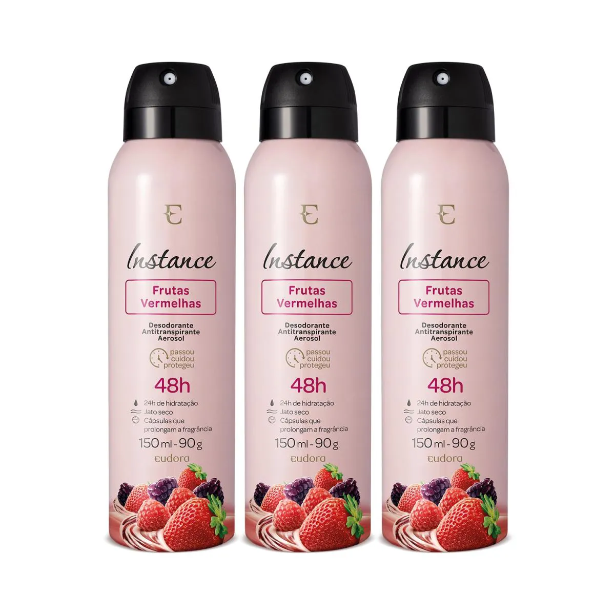 Combo Desodorante Antitranspirante Aerossol Instance Frutas Vermelhas 3X150Ml