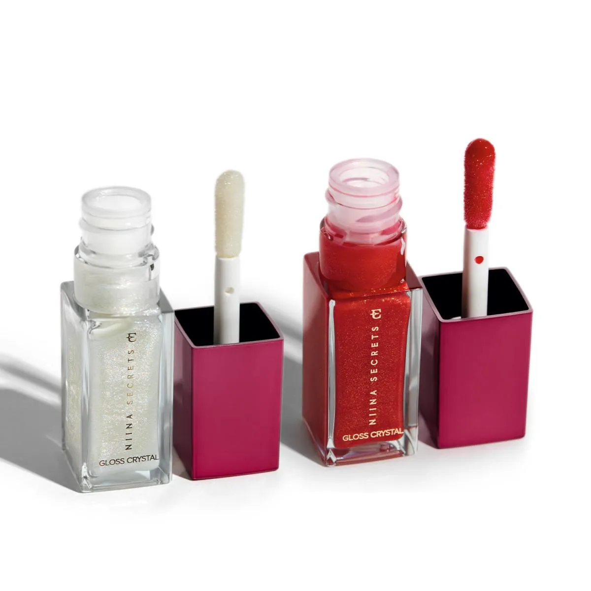 Eudora Kit Gloss Crystal Niina Secrets: Vermelho Ágata 7Ml + Holográfico Moon Stone 7Ml