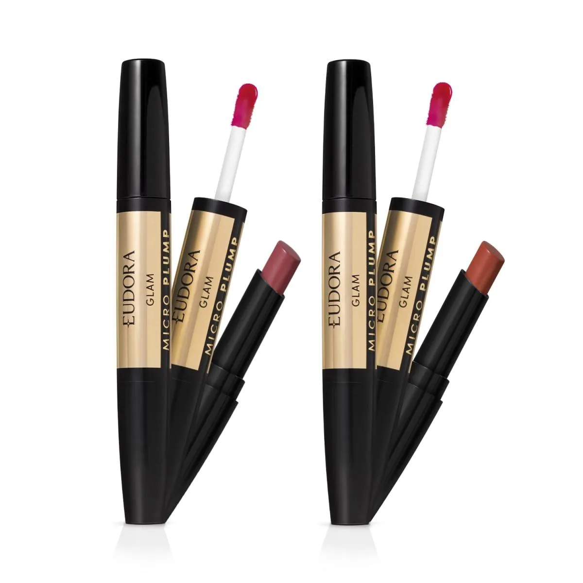 Eudora Kit Batom Glam Micro Plump: Malva Essencial 1,8G + Terracota Retrô 1,8G