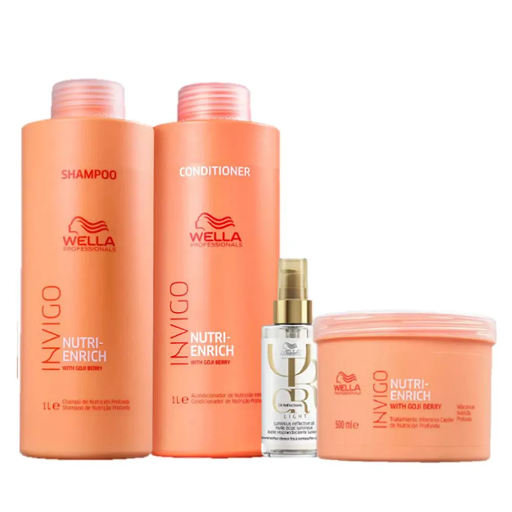 Wella Professionals Invigo Nutri Enrich Salon Trio E Oil Reflections Light 100ml (4 Produtos)