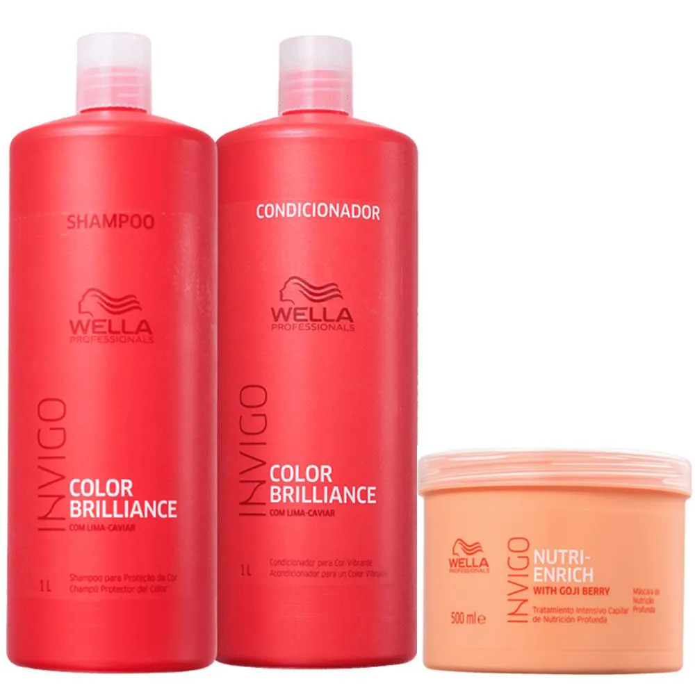 Wella Professionals Invigo Color Brilliance Shampoo+Condicionador 1L+ Masc Nutri - Enrich 500G