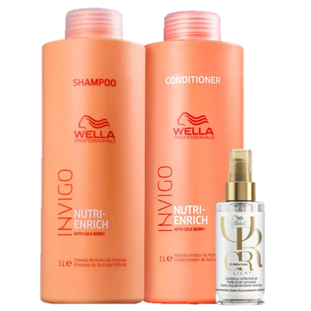 Wella Professionals Invigo Nutri Enrich Duo Salon E Oil Reflections Light 100ml (3 Produtos)