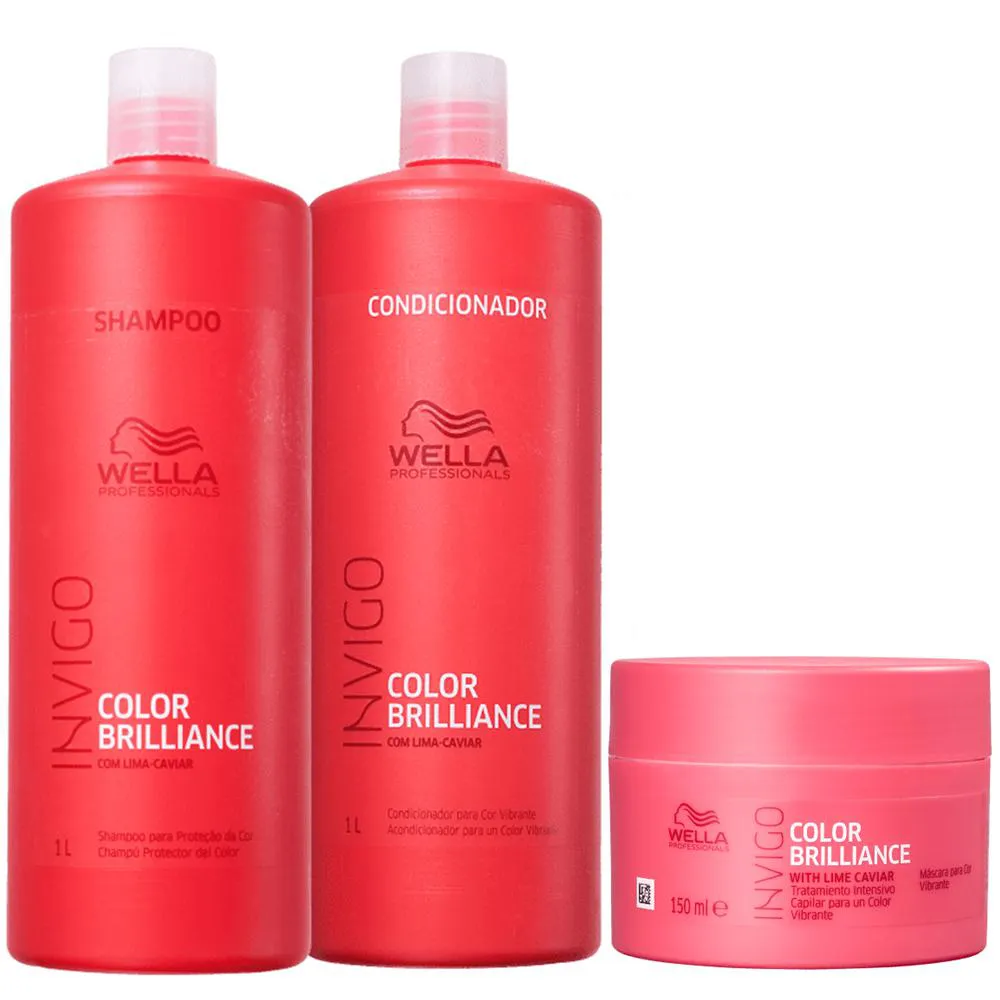 Kit Wella Professionals Invigo Color Brilliance Shampoo 1L + Condicionador 1L + Máscara 150ml