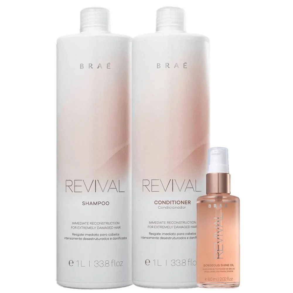 Kit Braé Revival Cabelos Danificados (3 Produtos)