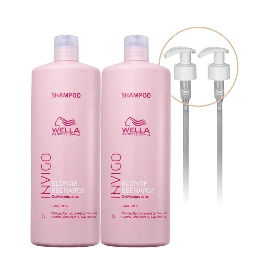 Kit Wella Professionals Invigo Blonde Recharge Shampoo 1L E Válvula (4 Produtos)