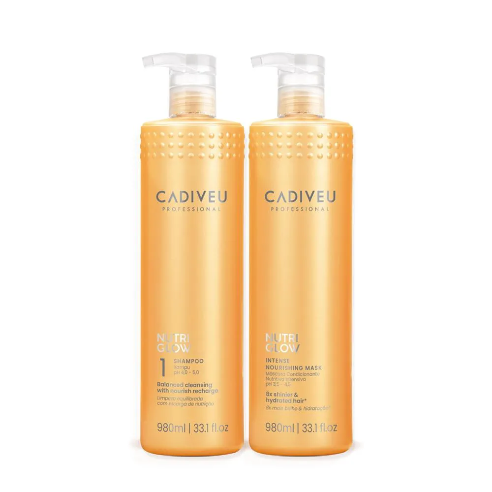 KIT CADIVEU PROFESSIONAL NUTRI GLOW SHAMPOO E MáSCARA LITRO (2 PRODUTOS)