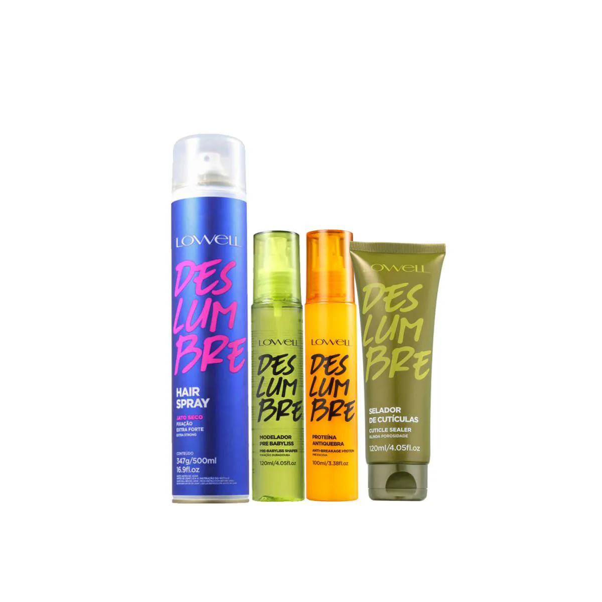 KIT LOWELL DESLUMBRE SPRAY BABYLISS SELADOR ANTIQUEBRA (4 PRODUTOS)