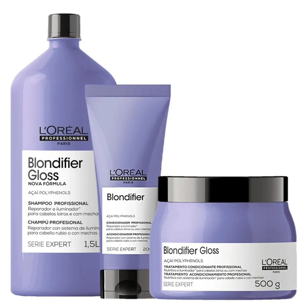 KIT L'ORéAL PROFESSIONNEL  BLONDIFIER GLOSS REPARADOR (3 PRODUTOS)