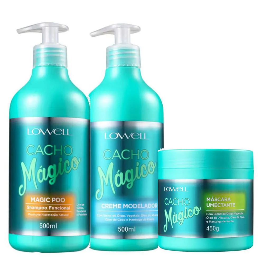 LOWELL CACHO MáGICO SHAMPOO 500G CREME 500G E MASCARA 450G