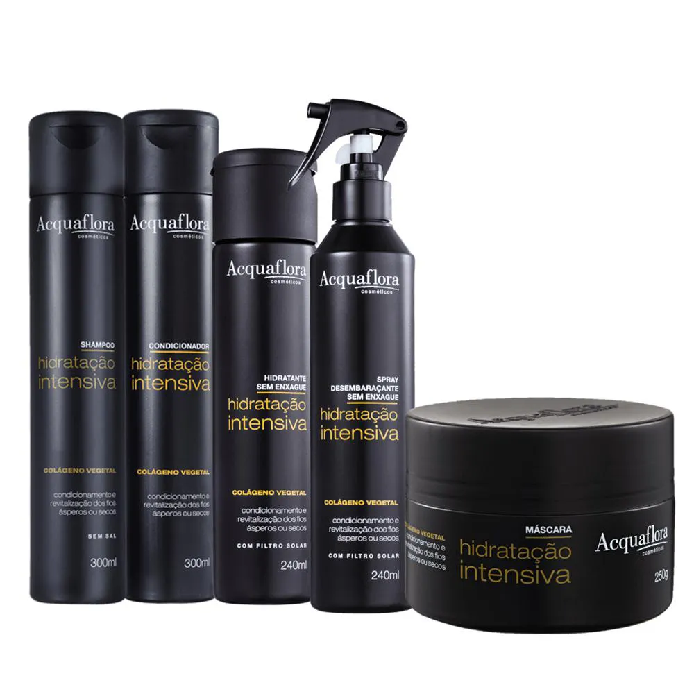 ACQUAFLORA HIDRATAçãO INTENSIVA SHAMPOO+COND 300ML+MASC 250ML+HIDRAT. S/ ENXAGUE+SPRAY S/ ENXAGUE 240ML
