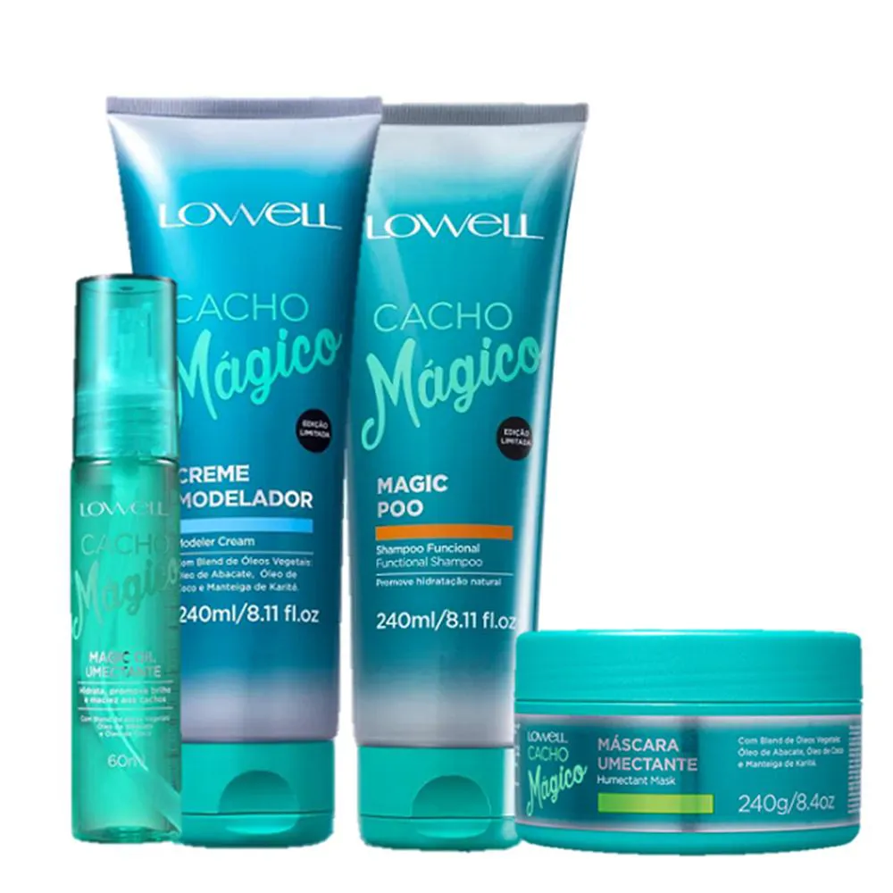 Lowell Cacho Magico Shampoo 240ml Creme Modelador 240ml Mascara 240G E Oleo 60ml