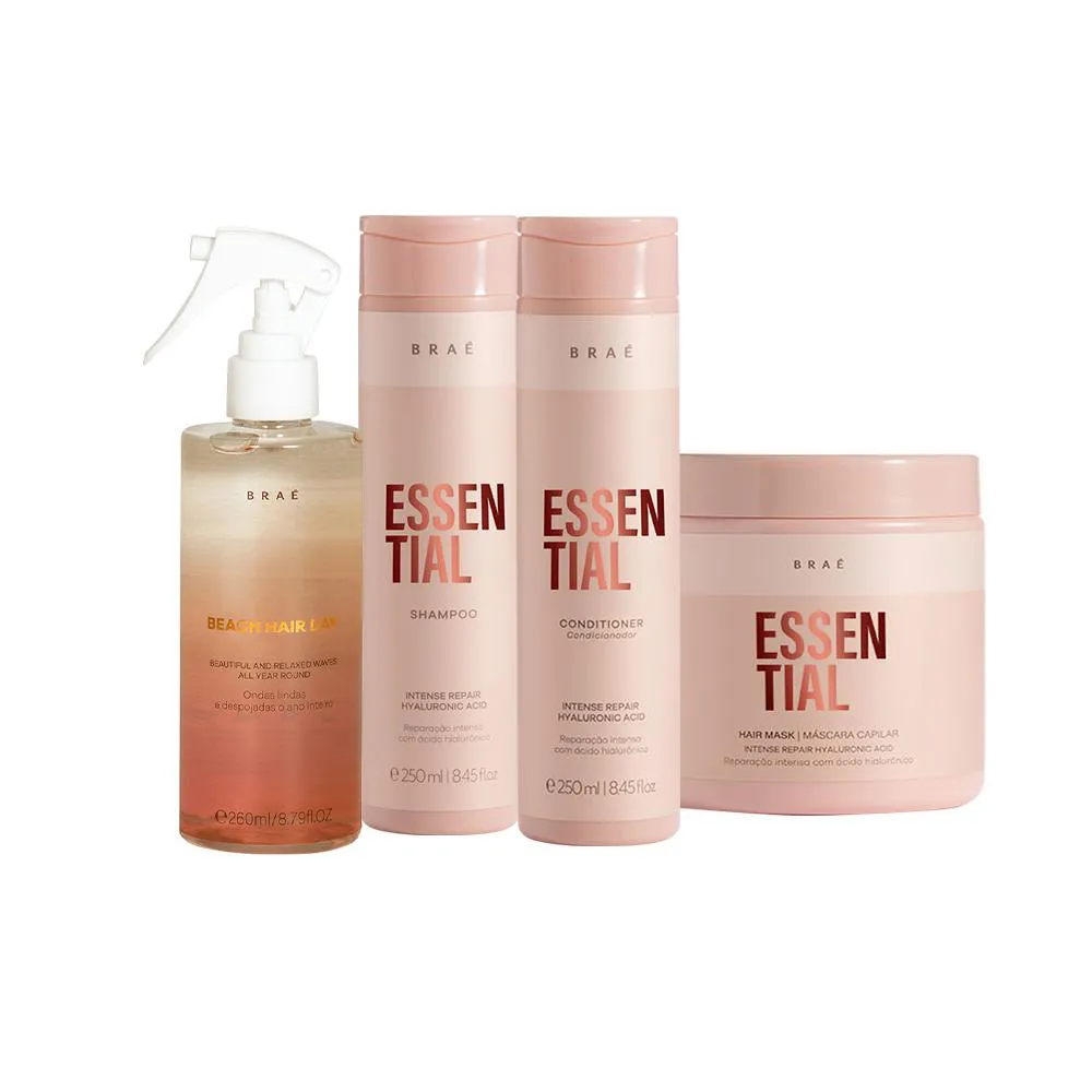 Kit Braé Essential Beach Hair Day - Máscara G (4 Produtos)