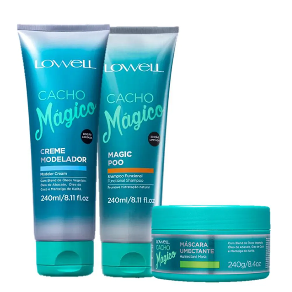 Lowell Cacho Magico Shampoo 240ml Creme Modelador 240ml E Mascara 240G