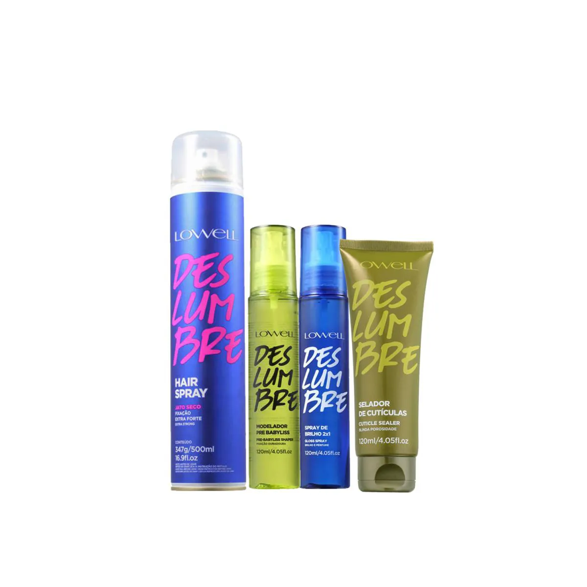 KIT LOWELL DESLUMBRE SPRAY SELADOR BABYLISS BRILHO (4 PRODUTOS)