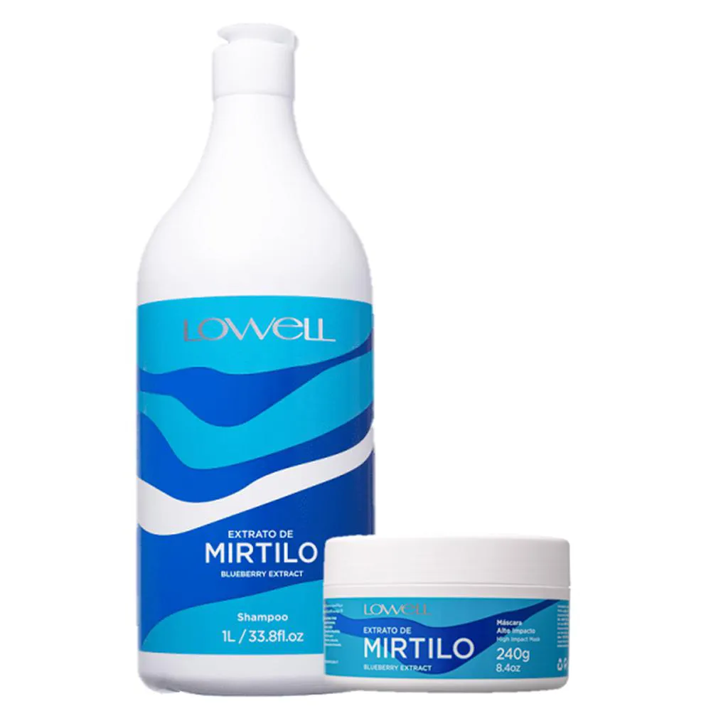 LOWELL EXTRATO DE MIRTILO SHAMPOO 1L E MASCARA 240G