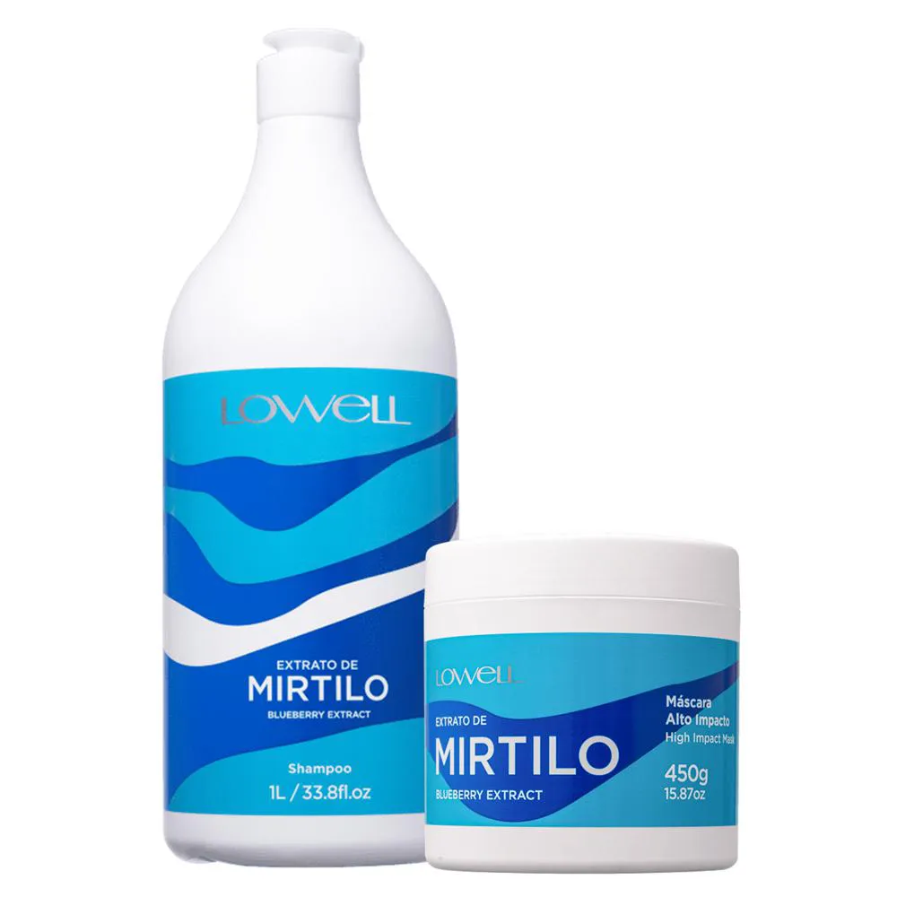 LOWELL EXTRATO DE MIRTILO SHAMPOO 1L E MASCARA 450G
